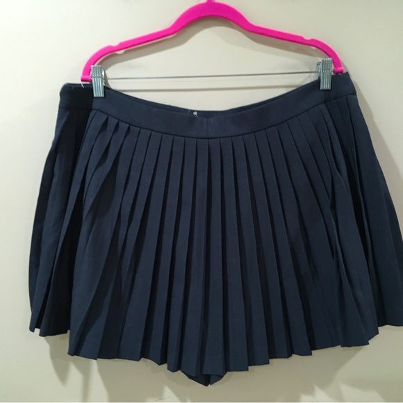 Abercrombie & Fitch Mini Wrap Skirt Skort Pleated Navy Women XL School Y2K 90S - Picture 3 of 7